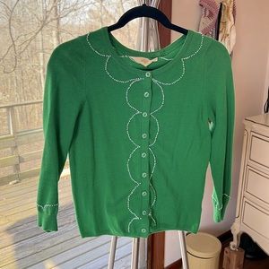 Kelly green cardigan, HWA by Anthropologie